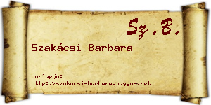 Szakácsi Barbara névjegykártya
